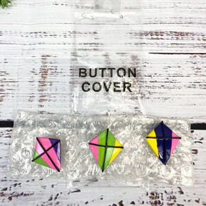 Vintage 1980's Ladies Fashion Bold Vibrant Eclectic Button Cover Set of Three